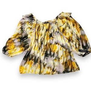 Zac & Rachel NWT Yellow and Green Ruffled Puff Sleeve Blouse